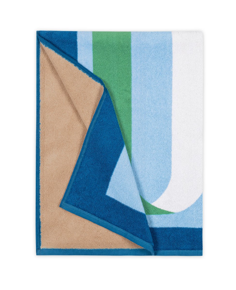 Matouk Beach Towel - Ribbon Ocean Blue by Matouk at Fig Linens and Home