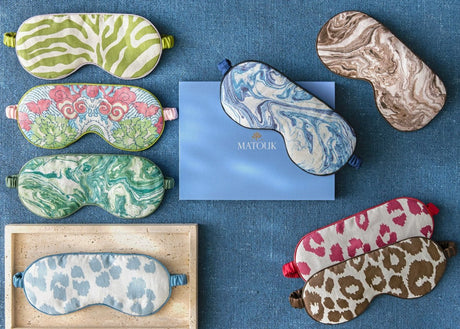 Sleep Masks - Matouk Valentina Linen Sleeping Aid Masks lined in 100% Silk at Fig Linens and Home
