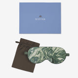 Matouk Valentina Sleep Mask shown with Box - Balthazar Emerald