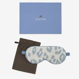 Matouk Valentina Sleep Mask shown with Box - Leopard Sky Blue