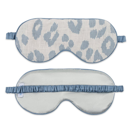 Valentina Linen Sleep Mask by Matouk Schumacher - Blue Leopard