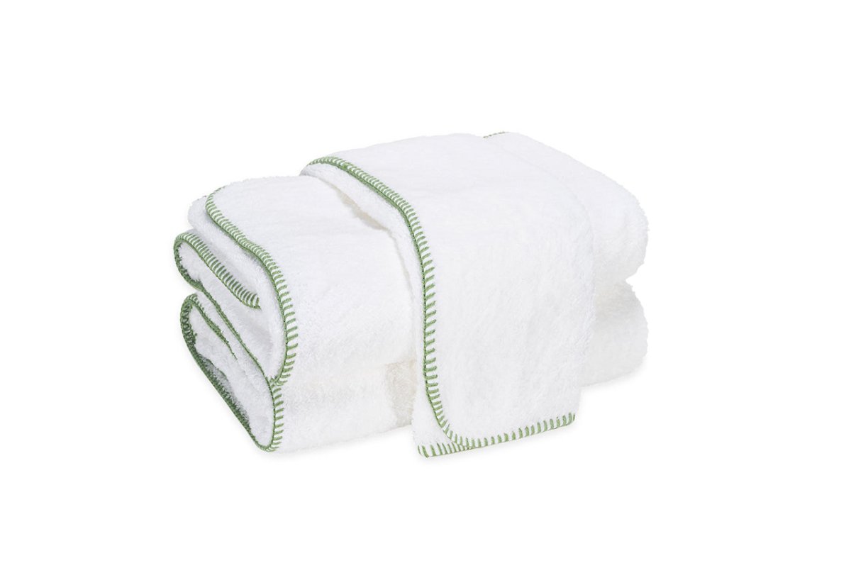 Matouk Whipstitch Palm Green Bath Towels | Fig Linens and Home