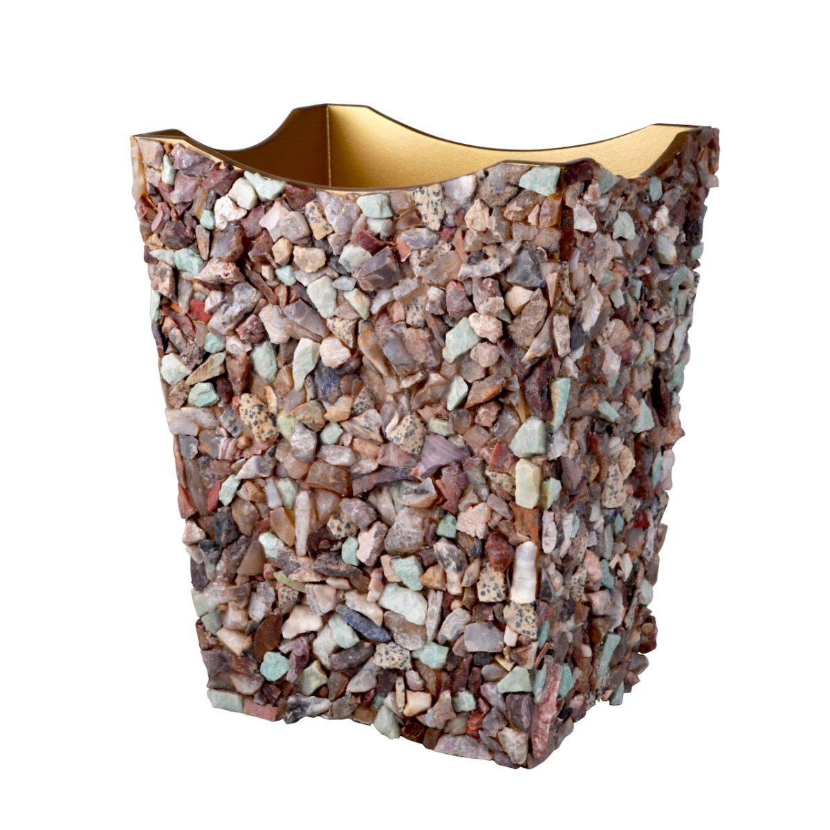 Scalloped Wastebasket - Mojave Natural Stone Bath Accessories by Mike + Ally at Fig Linens and Home