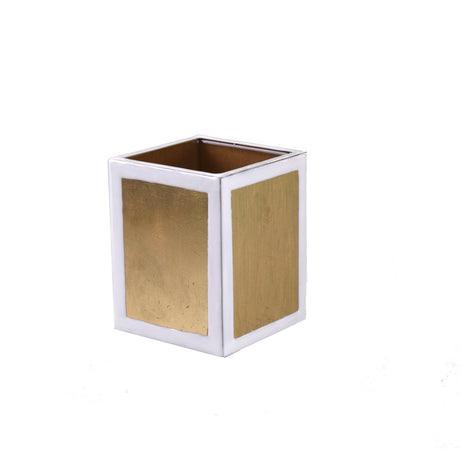 Brush Cup - Savoy Gold Leaf Bath Accessories by Mike + Ally at Fig Linens and Home