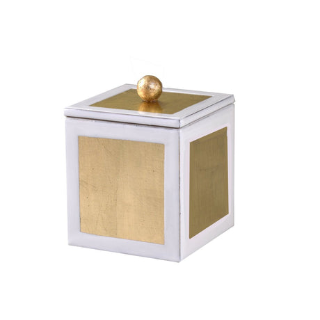 Square Container with Lid - Savoy Gold Leaf Bath Accessories by Mike + Ally at Fig Linens and Home