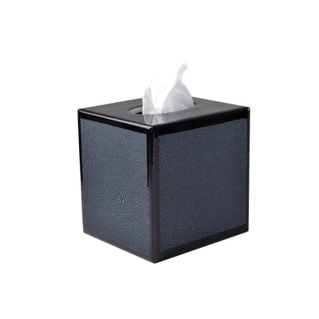 Tissue Cover in Black - Shagreen Luxury Bath Accessories by Mike + Ally at Fig Linens and Home