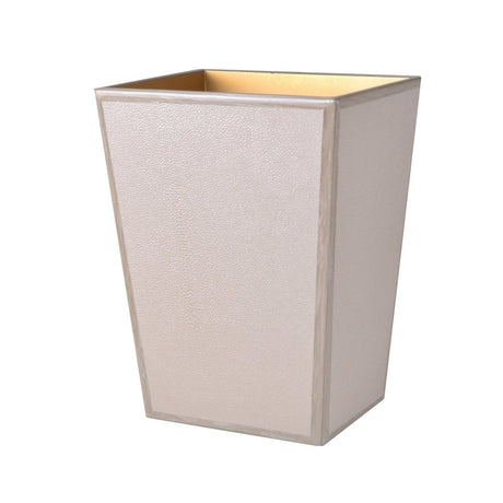 Wastebasket in Putty - Shagreen Luxury Bath Accessories by Mike + Ally at Fig Linens and Home