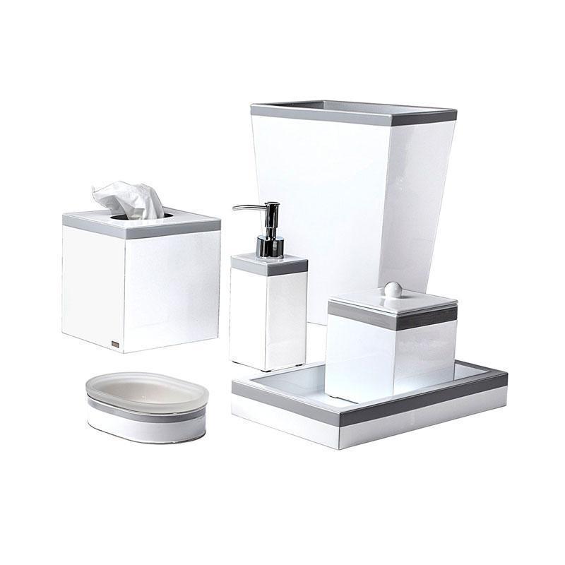 Regatta Gray and White Bath Accessories by Mike + Ally | Fig Linens and Home