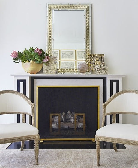 Lamont Antiqued Mirror With Gold Detail by Suzanne Kasler 30.5" W x 48.5" H x 1"D Antiqued Mirror / Gold Detail / Mirror at FIG LINENS AND HOME 2