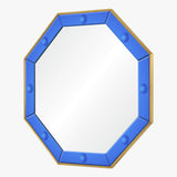 Octavia Blue & Brass Mirror by Bunny Williams at Fig Linens and Home - Angle View