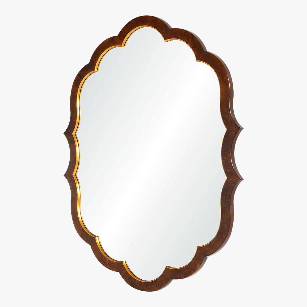 Ogee Walnut Burl Wood & Distressed Gold Leaf Mirror by Bunny Williams - View 2