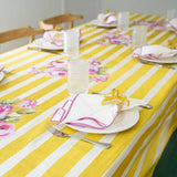 Lily of the Valley Yellow & Green Tablecloth Detail 4 | Mode Living at Fig Linens and Home