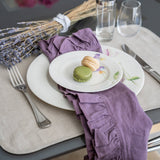 Lucca Eggplant Napkin Lifestyle | Mode Living at Fig Linens and Home