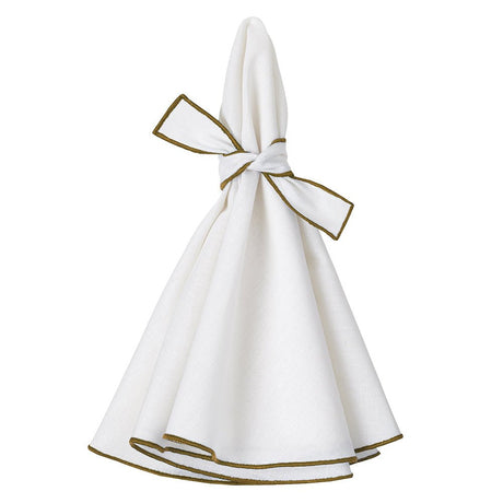 Napa White & Olive Napkin | Mode Living at Fig Linens and Home