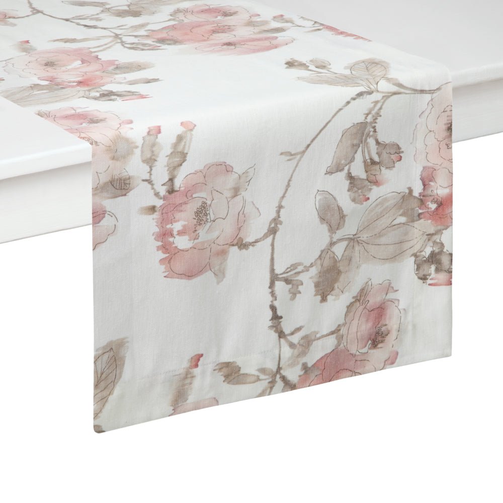 Savannah Pink Floral Table Runner | Mode Living at Fig Linens and Home