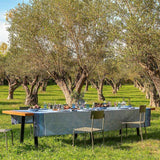 Instant Bucolique Blue Tablecloths by Le Jacquard Français - Luxury table set up outdoors under tree