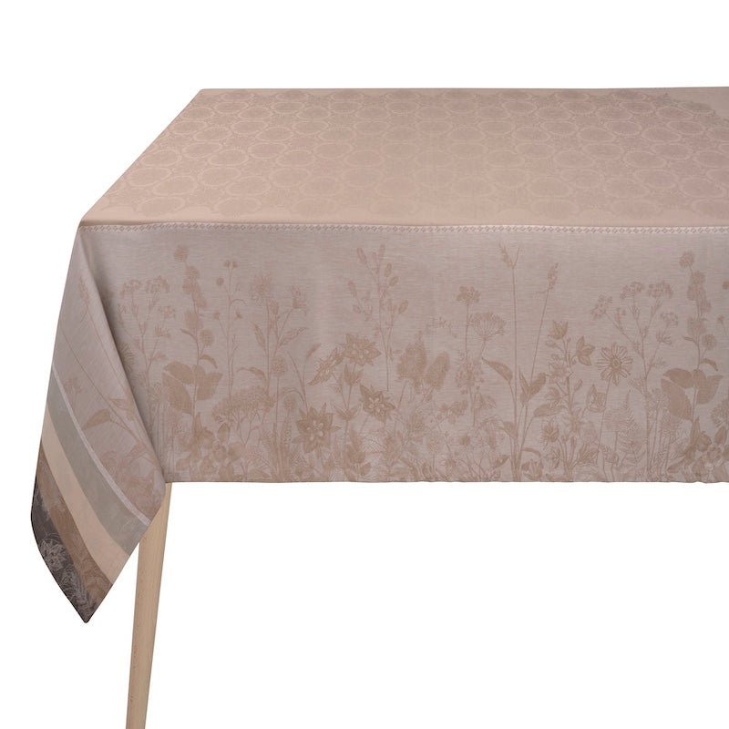 Instant Bucolique Beige Tablecloths by Le Jacquard Français on table - Fig Linens and Home