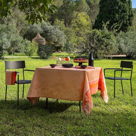 Instant Bucolique Pink Tablecloths by Le Jacquard Français - outdoor al fresco dining