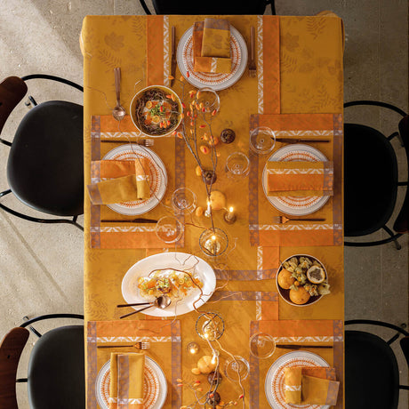 Manor Lane Orange Tablecloth by Le Jacquard Français