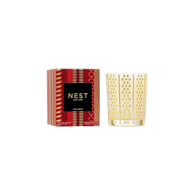 Holiday Votive Candle by Nest at Fig Linens and Home shown with Box