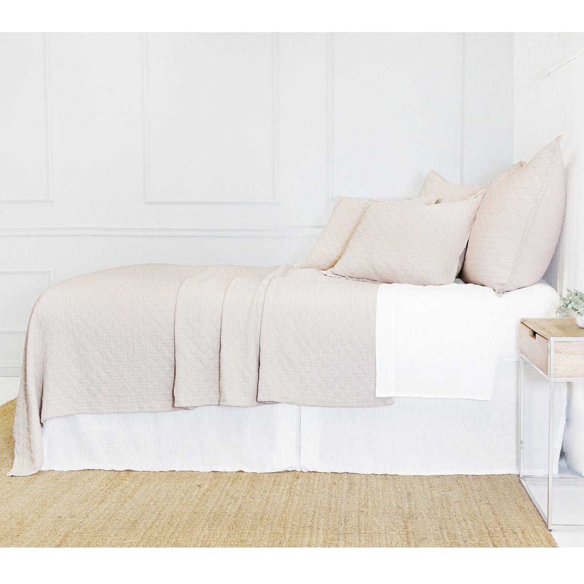 Fig Linens - Ojai Blush Coverlet and Shams - Pom Pom at Home