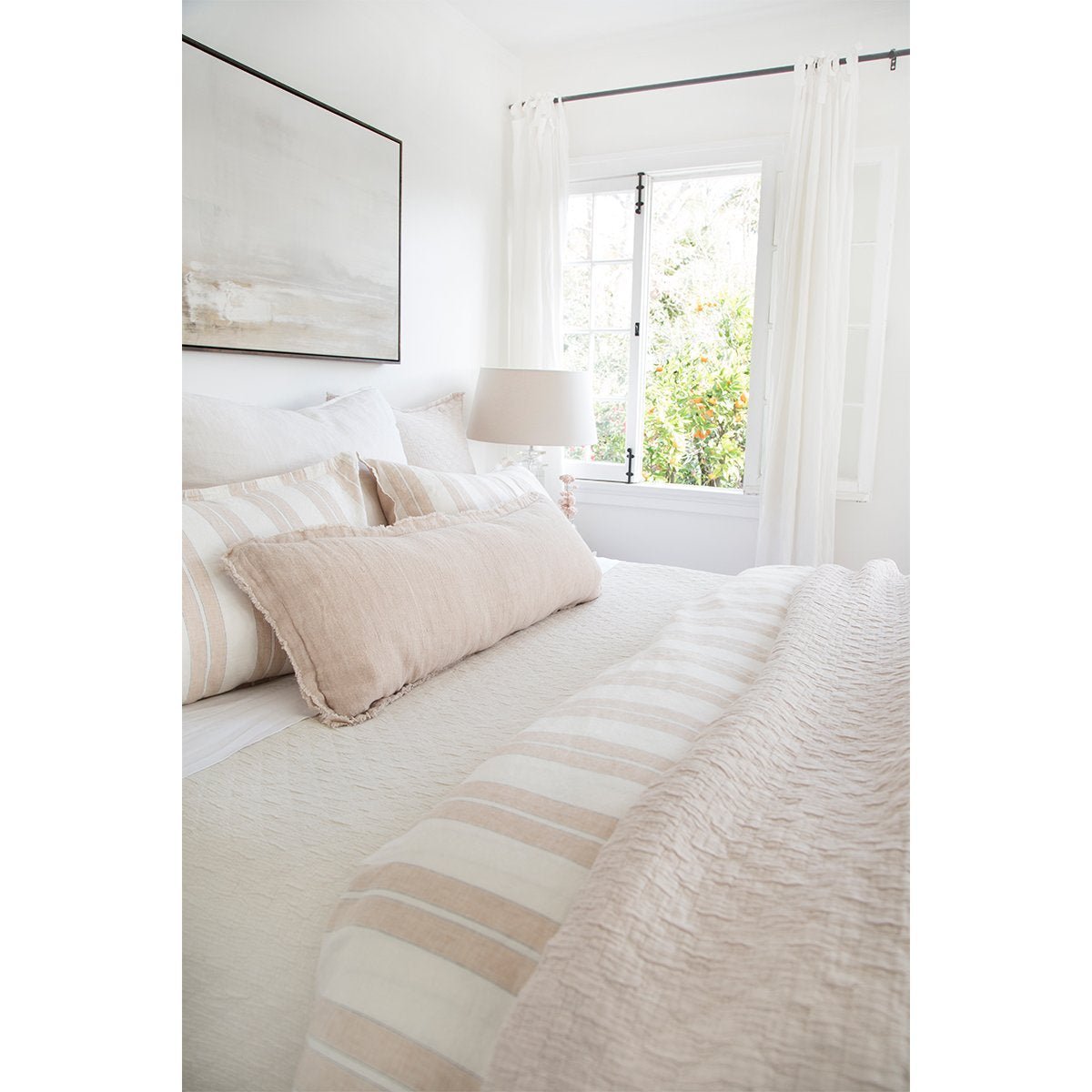 Fig Linens - Ojai Blush Matelasse Coverlet and Shams - Pom Pom at Home
