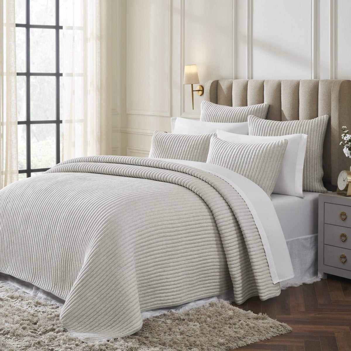 Charlton Cotton Jersey Channel Quilt by Orchids Lux Home - Melange Mist View 2