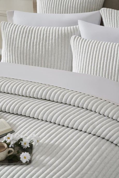 Charlton Cotton Jersey Channel Quilt by Orchids Lux Home - Melange Off-White View 4