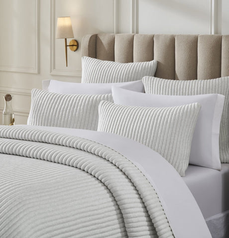 Charlton Cotton Jersey Channel Quilt by Orchids Lux Home - Melange Off-White View 3