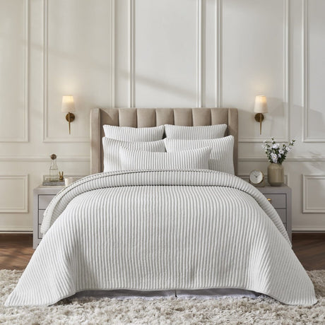 Charlton Cotton Jersey Channel Quilt by Orchids Lux Home - Melange Off-White View 1