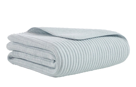Charlton Cotton Jersey Channel Quilt by Orchids Lux Home - Melange Sky Blue View 4