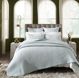 Charlton Cotton Jersey Channel Quilt by Orchids Lux Home - Melange Sky Blue View 1