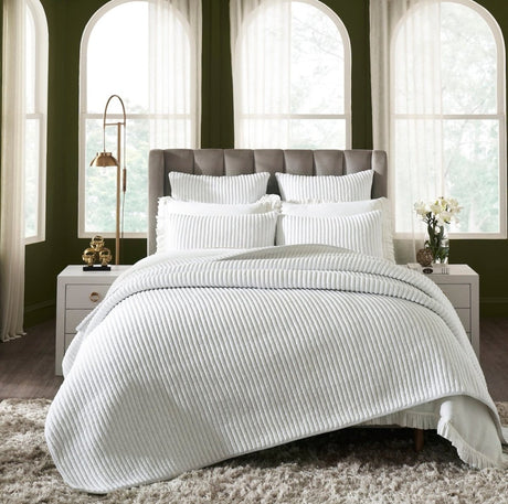 Charlton Cotton Jersey Channel Quilt by Orchids Lux Home - King White