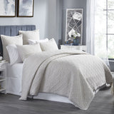 Orchids Lux Chloe European Linen Diamond Coverlet - King - Beige - 2