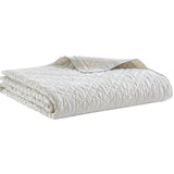 Orchids Lux Chloe European Linen Diamond Coverlet - Queen - Beige - 5