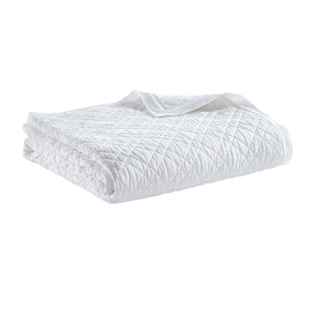 Orchids Lux Chloe European Linen Diamond Coverlet - King - White - 5