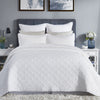Orchids Lux Chloe European Linen Diamond Coverlet - King - White - 1