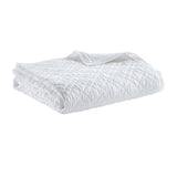 Orchids Lux Chloe European Linen Diamond Coverlet - Queen - White - 5