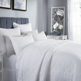 Orchids Lux Chloe European Linen Diamond Coverlet - Queen - White - 3