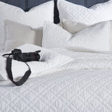 Orchids Lux Chloe European Linen Diamond Coverlet - Queen - White - 4