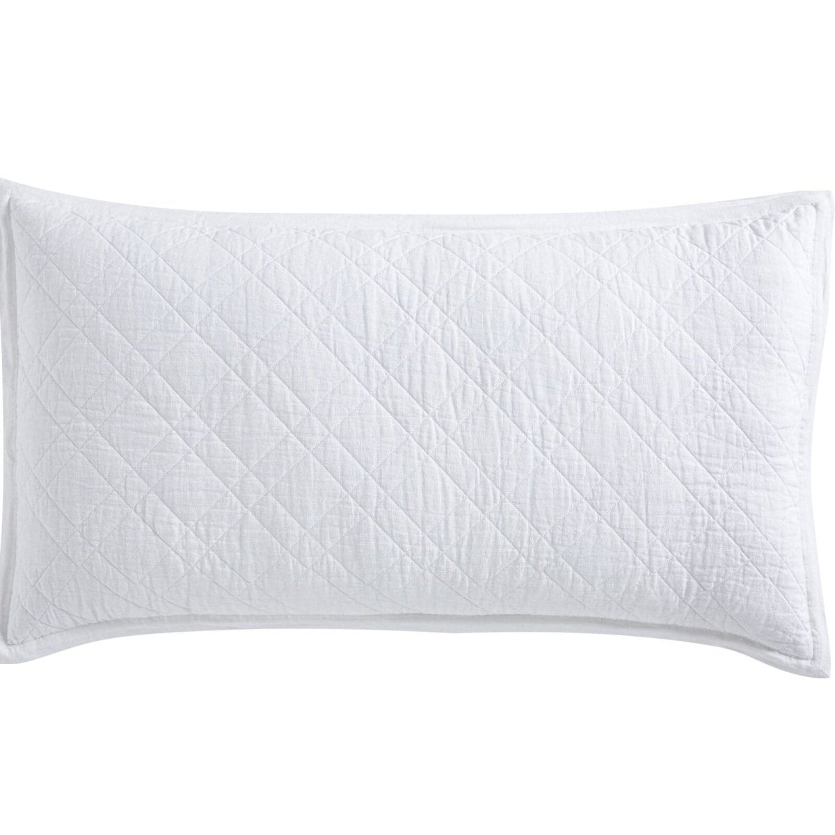 Chloe European Linen Diamond Coverlet Sham by Orchids Lux Home - White King Sham