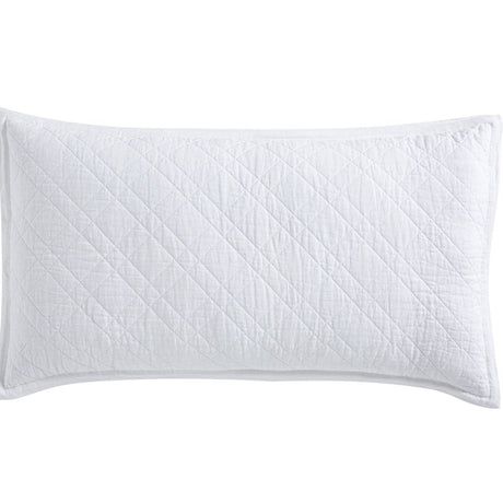 Chloe European Linen Diamond Coverlet Sham by Orchids Lux Home - White King Sham