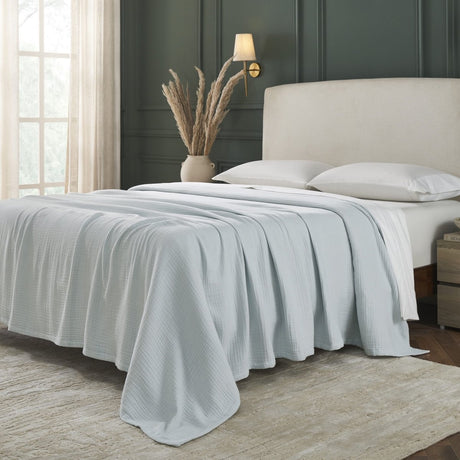 Dream Organic Cotton Bed Blanket by Orchids Lux Home - Blue at Fig Linens and Home 5