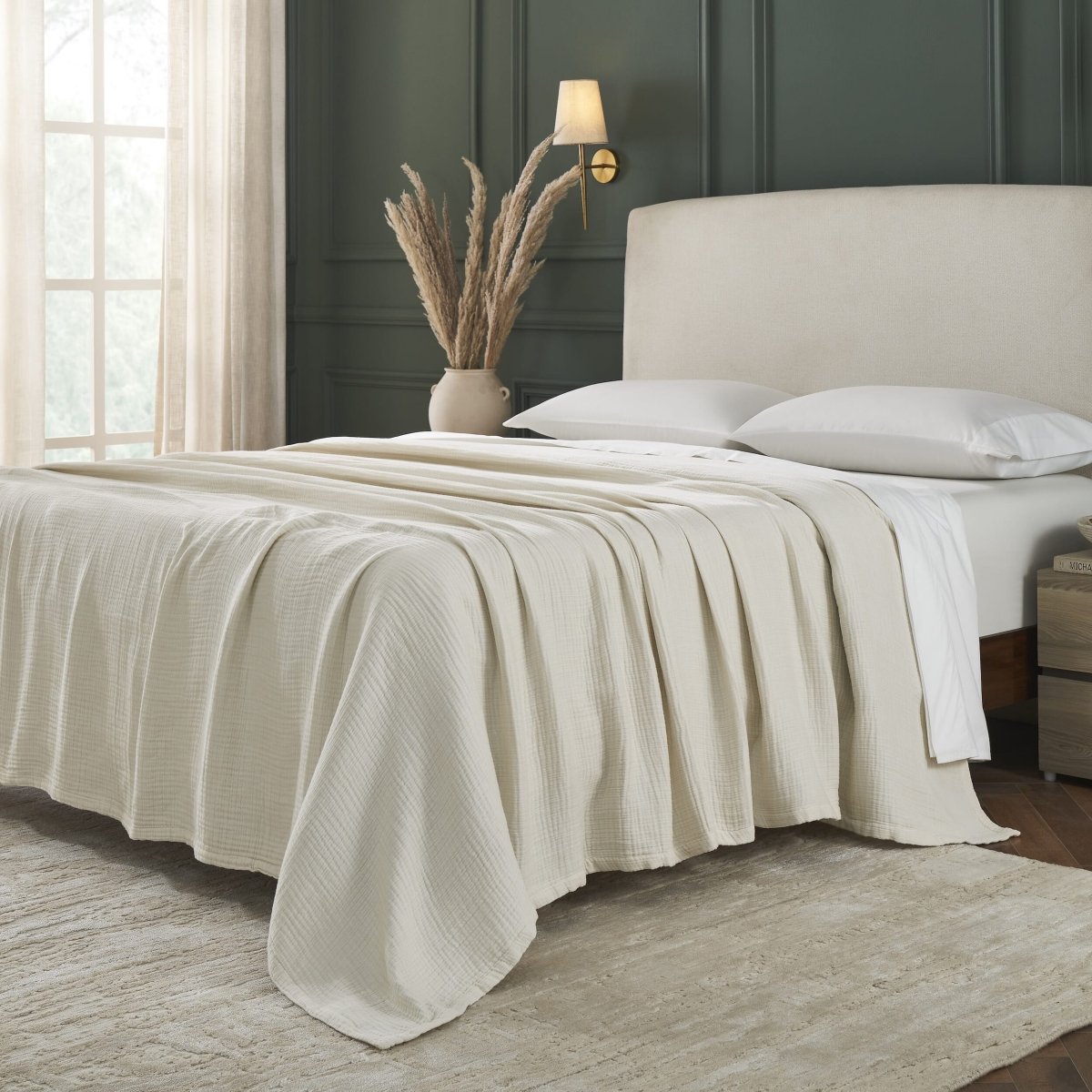 Dream Organic Cotton Bed Blanket by Orchids Lux Home - Sand at Fig Linens and Home 5