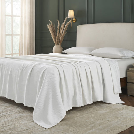Dream Organic Cotton Bed Blanket by Orchids Lux Home - White at Fig Linens and Home 1