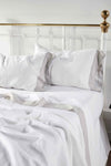 Kyoto European Linen Sheet Set by Orchids Lux Home White/ Mist Sheet Set