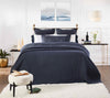 Orchids Lux Laela Channel Stitch Cotton Coverlet - King - Navy - 1