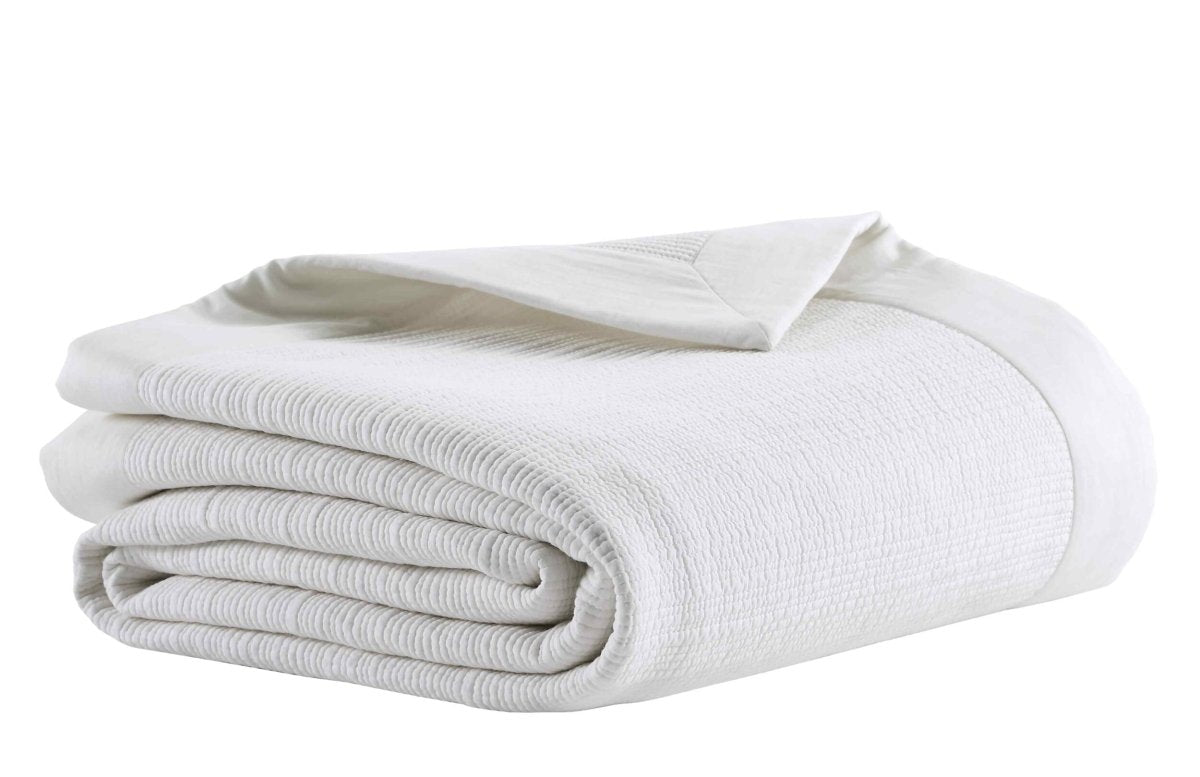 Orchids Lux Laela Channel Stitch Cotton Coverlet - Queen - White - 4