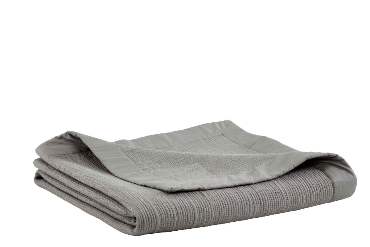 Orchids Lux Laela Channel Stitch Cotton Coverlet - King - Pewter - 3