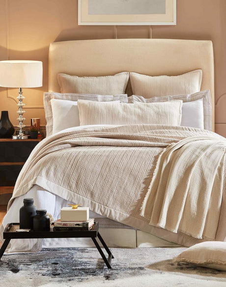 Orchids Lux Laela Channel Stitch Cotton Coverlet - King - Taupe - 1